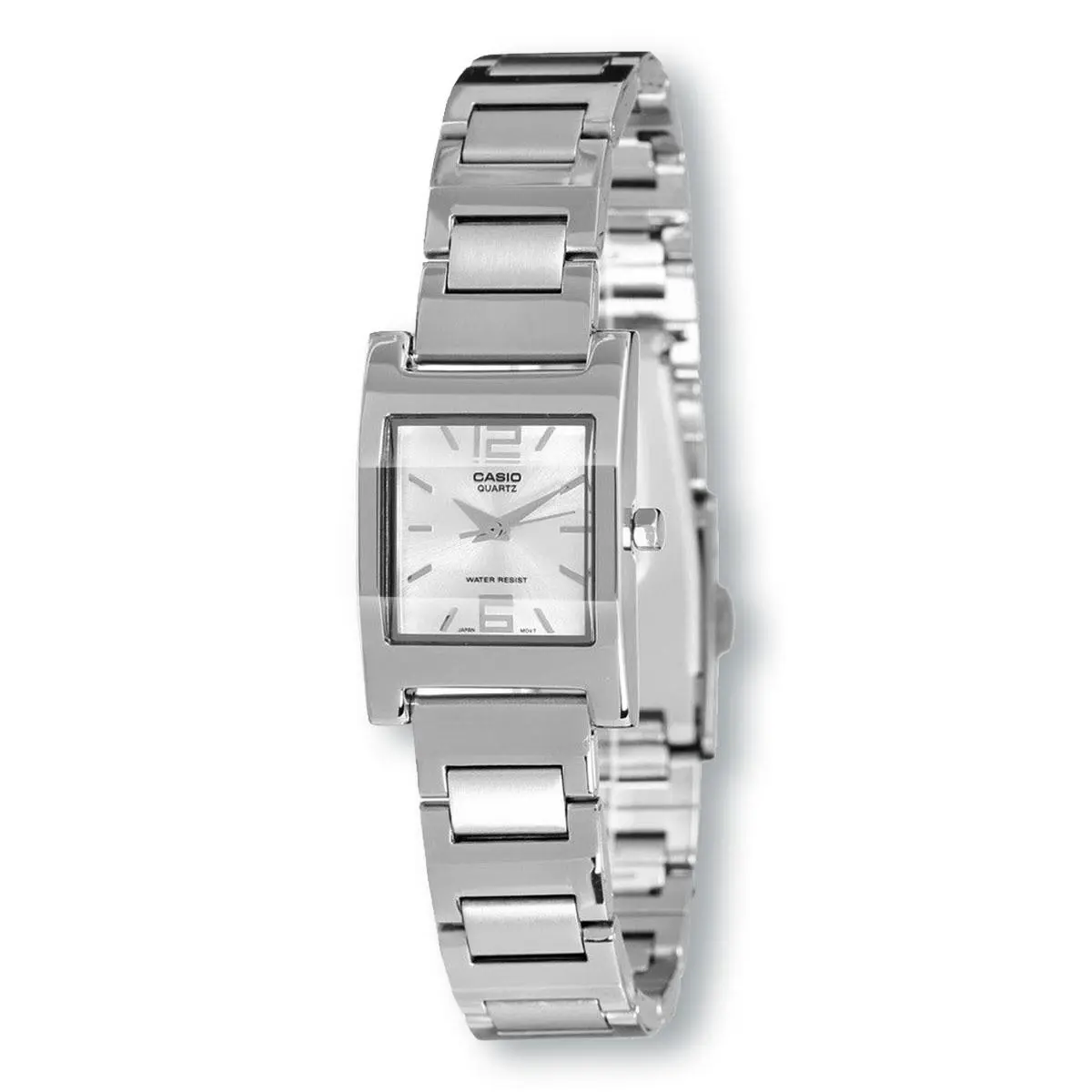 LTP1283D-7A Analog White Square Stainless Steel Dress Watch by Casio