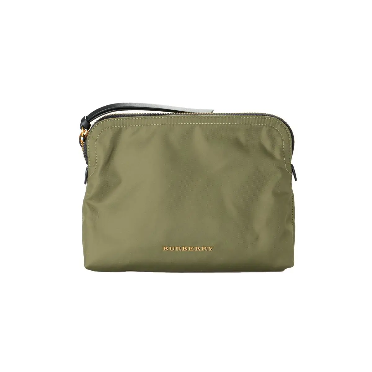 Burberry Women`s Olive Green Pouch Canvas Clutch Cosmetic Bag