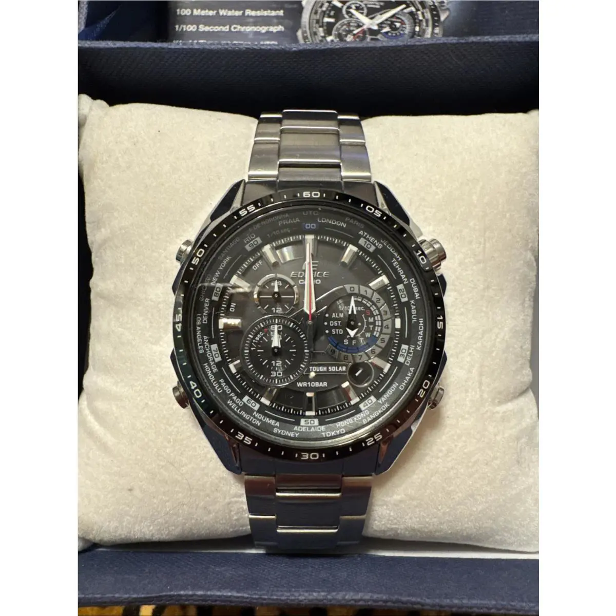 1805 Edifice Solar Efr Casio Men Wrist Watch Japan Silver Clasp Band