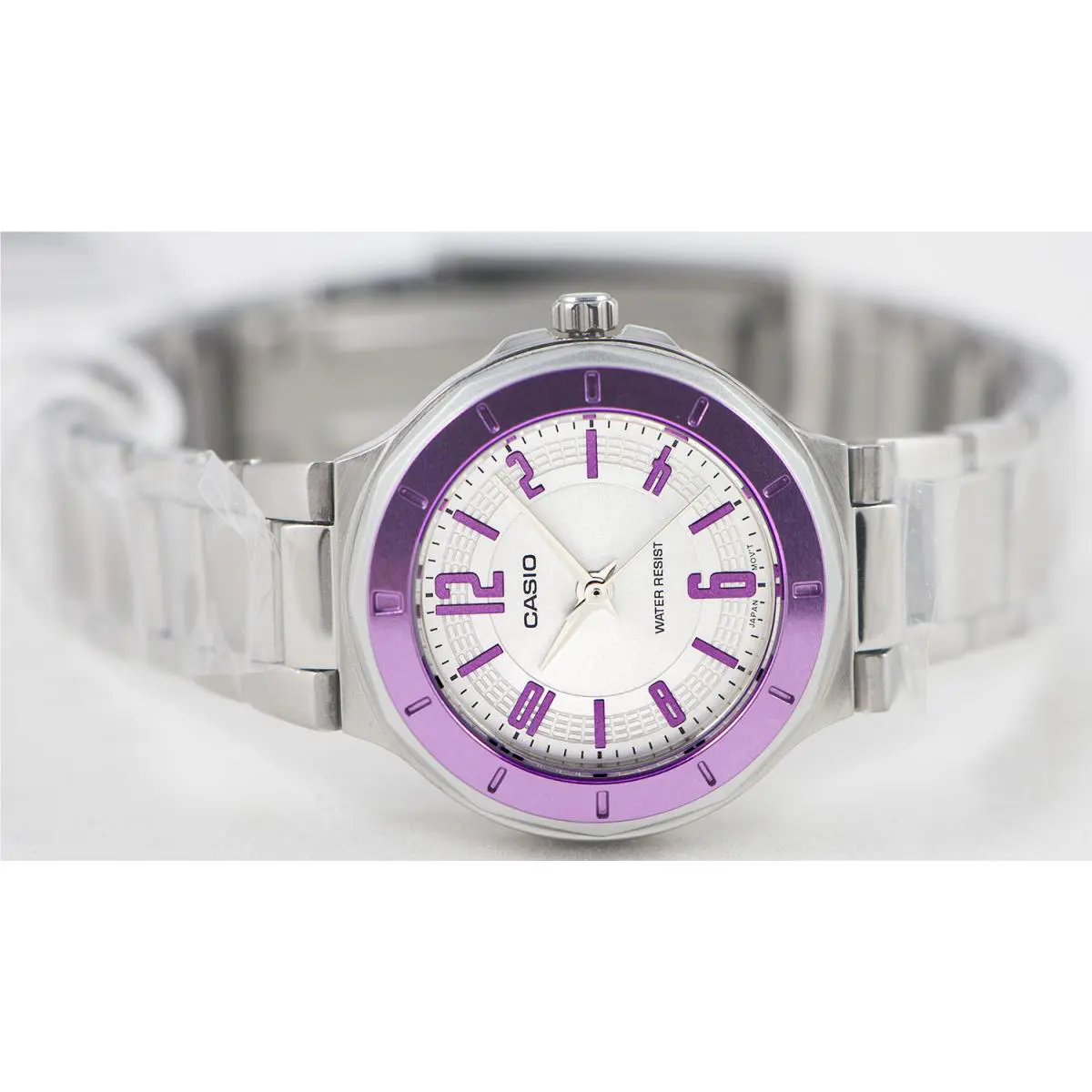 Casio LTP-1367D-6AD Ladies Purple Metallic Dial Watch Stainless Steel Band