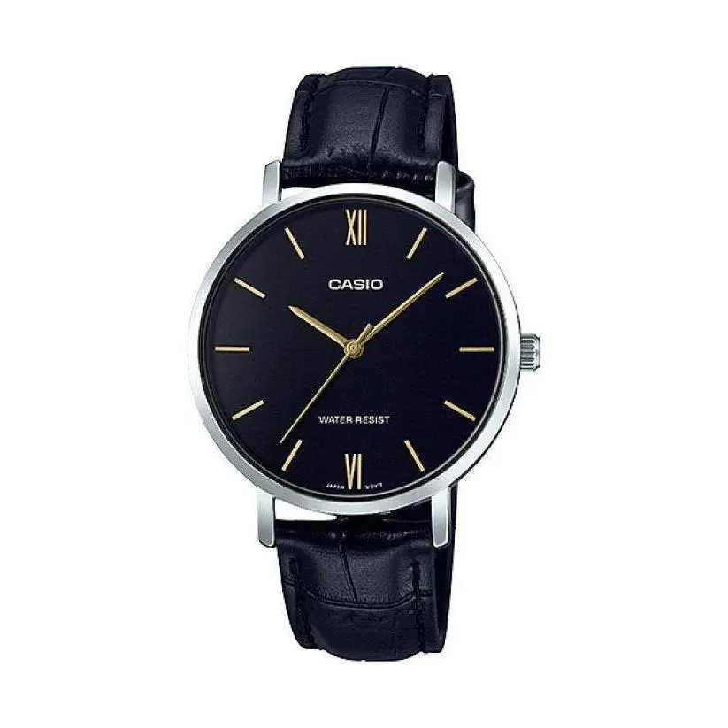 Casio LTP-VT01L-1BU Analog Black Leather Quartz Men Casual Dress Watch