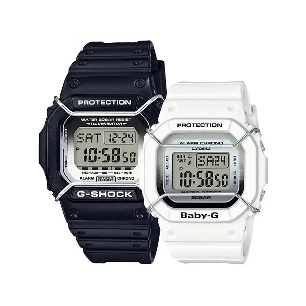 Casio G-shock x Baby-g Lovers Collection 2-Watch Lmtd Ed Valentines Set LOV16B-1 - Dial: Gray, Band: Black, White, Bezel: Black, White