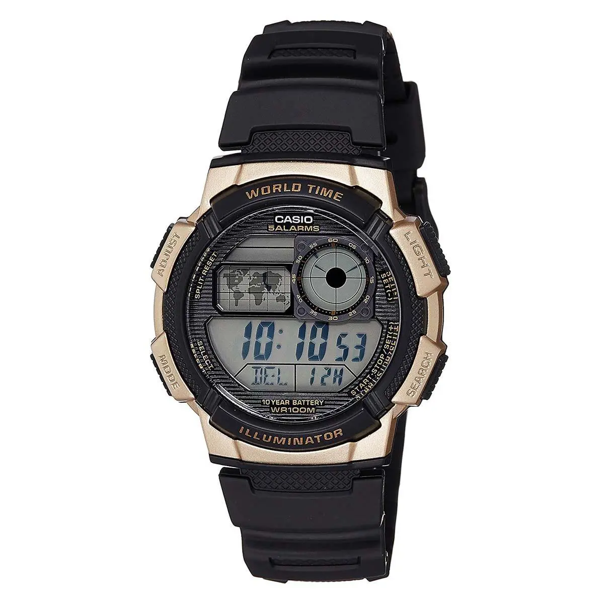 Casio AE1000W-1A3 Men`s Grey Digi Dial Black Strap Alarm Watch