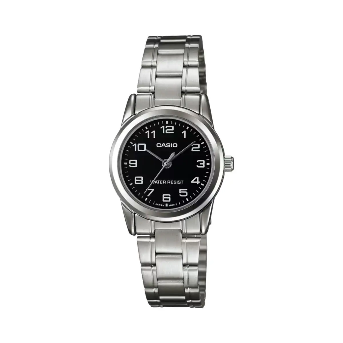 Casio Women`s Silver Analog Watch with Black Dial - LTP-V001D-1B