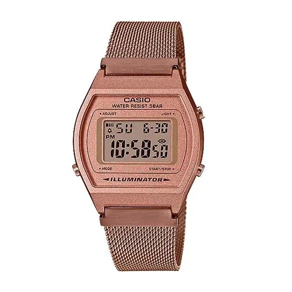 Casio B640WMR-5A Vintage Digital Rose Gold Tone Mesh Watch