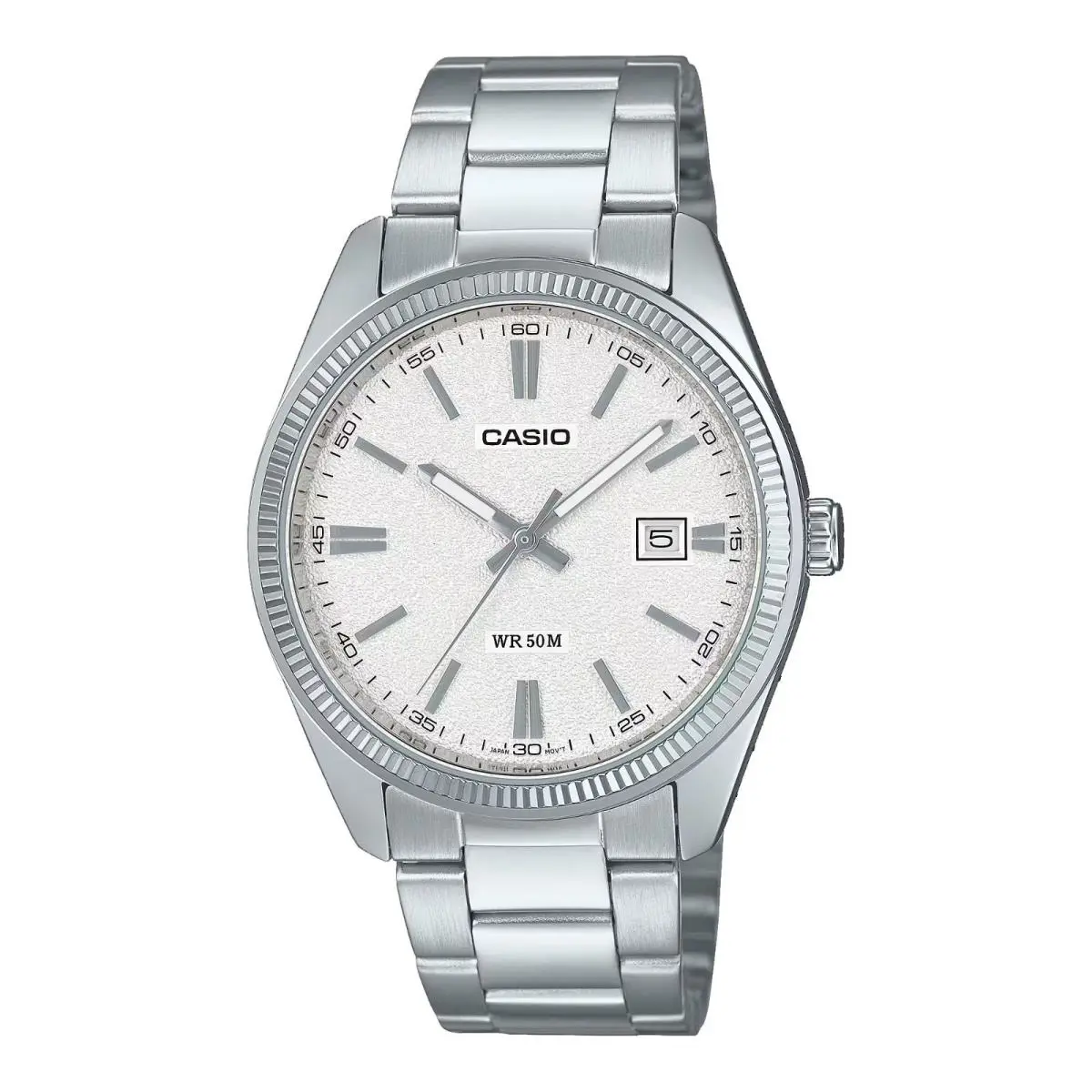 Casio MTP1302DA-7AV Men`s Vintage Classic Stainless Steel Matte White Dial Watch - Dial: White, Band: Silver, Bezel: Silver