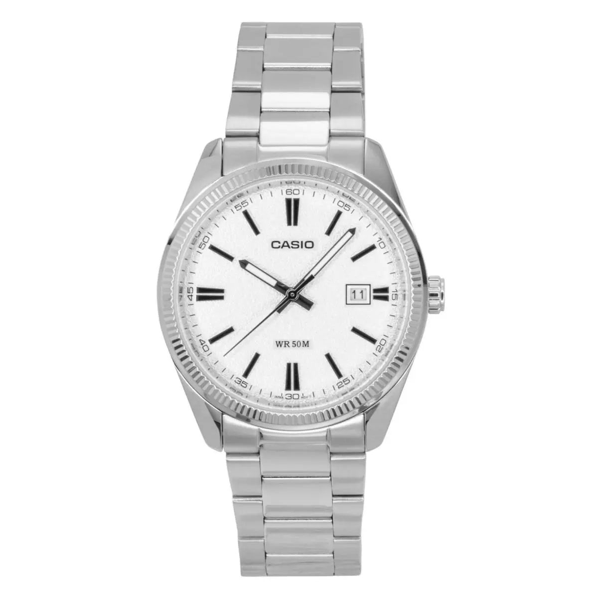 Casio Standard Analog White Dial Quartz Casual MTP-1302DA-7AV Unisex Watch - Dial: White, Band: Silver, Bezel: Silver
