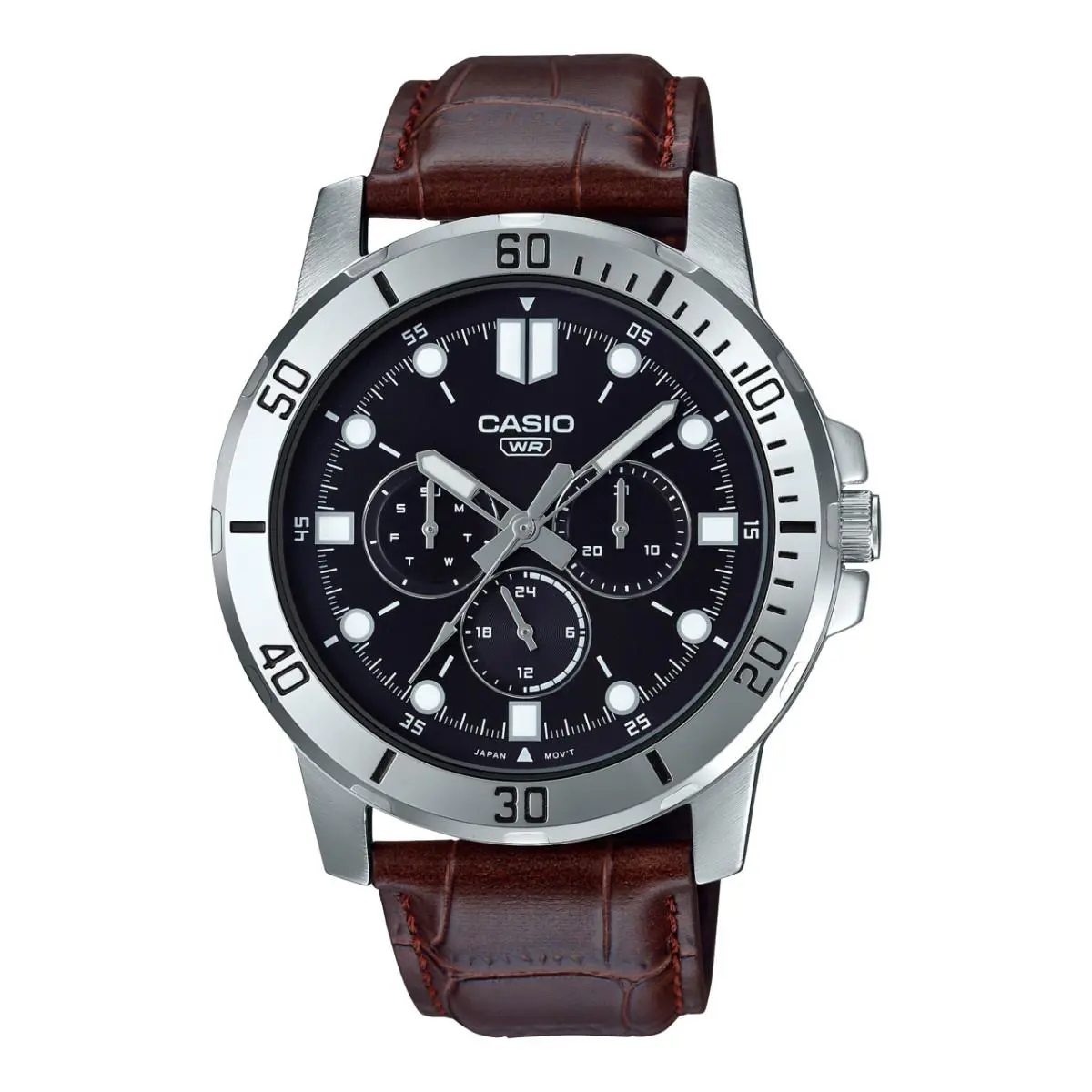 Casio MTP-VD300L-1E Watch - Elegant Black Dial with Classic Leather Strap
