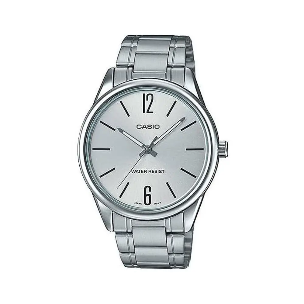 Casio MTP-V005D-7B Men`s Standard Stainless Steel Silver Dial Analog Watch - Dial: Silver, Band: Silver