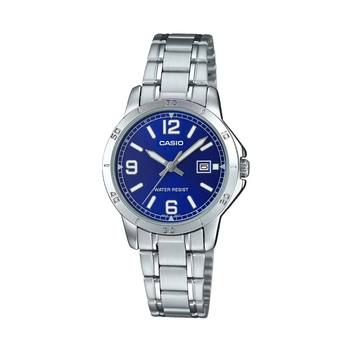 Casio LTP-V004D-2B Women`s Dress Stainless Steel Blue Dial Date Watch