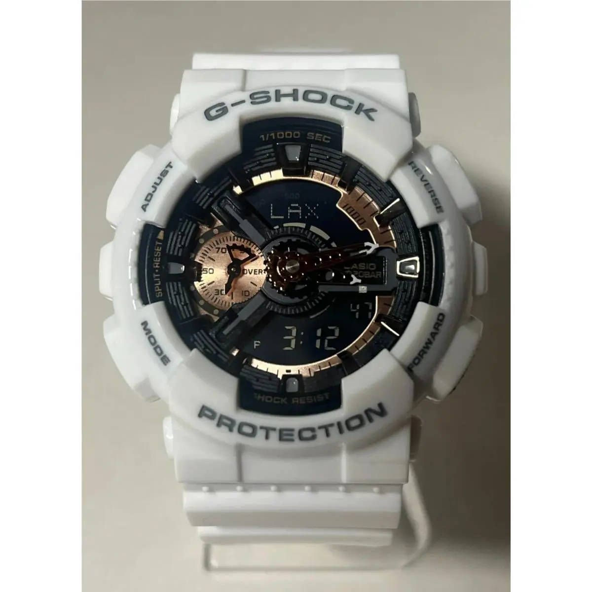 Casio G-shock Men Analog-digital Watch White Band with Rose Gold GA-110RG-7A LM