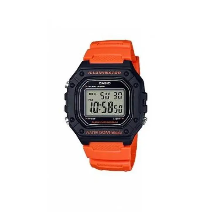 Casio W218H-4B2 Large Case Digital Sport Watch Orange/black