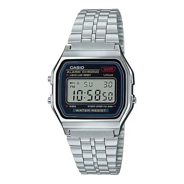 Casio A159WA-N1 Stainless Steel Strap Waterproof Square Surface