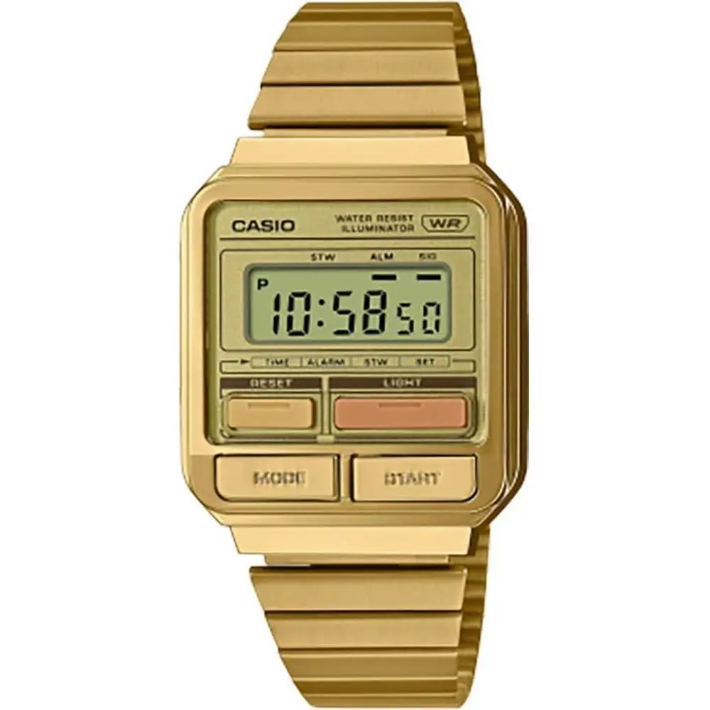 Casio Vintage A120WEG-9A Unisex Digital Watch 33mm Case Gold Tone Strap