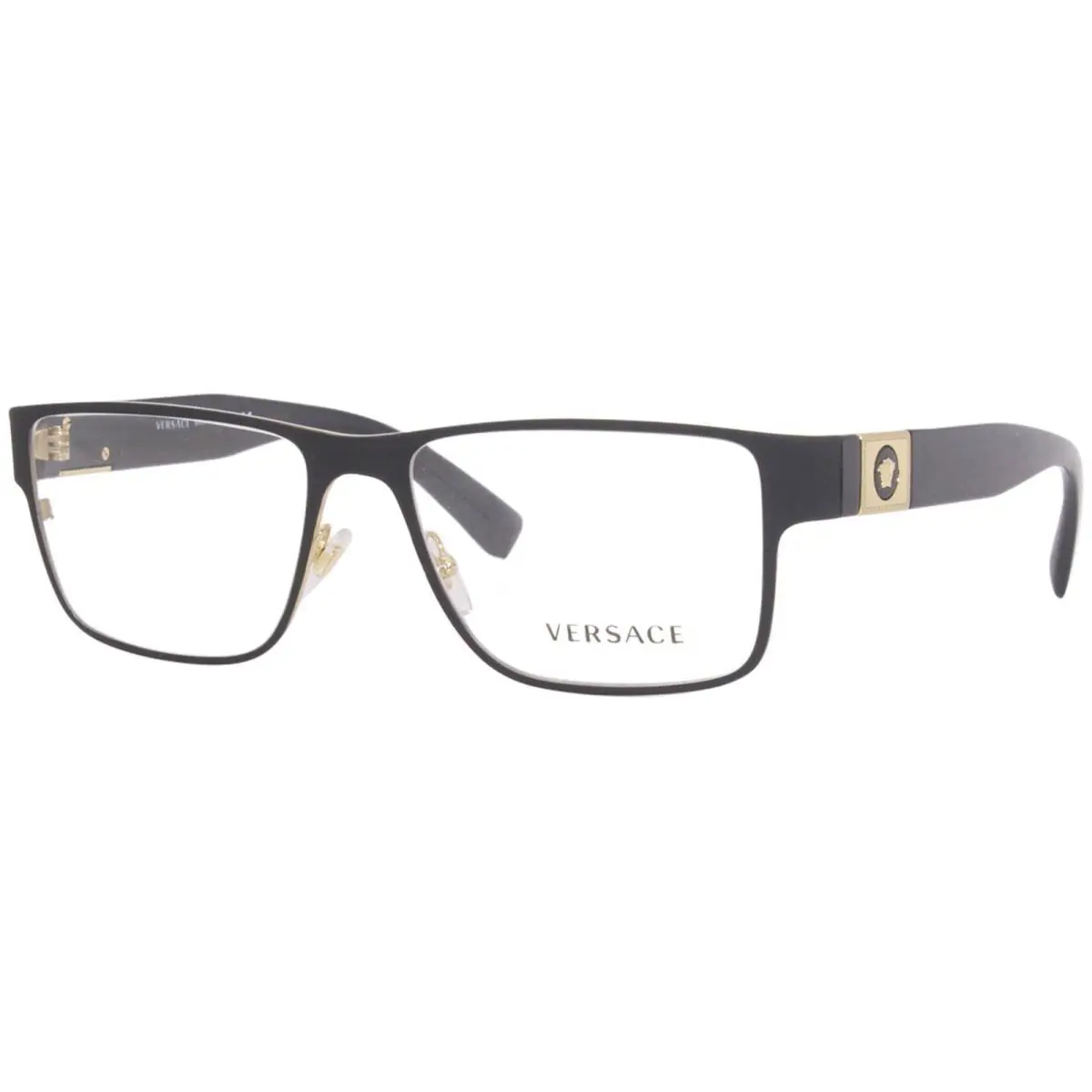 Versace VE1274 1436 Eyeglasses Frame Men`s Black Full Rim Rectangle Shape 57mm