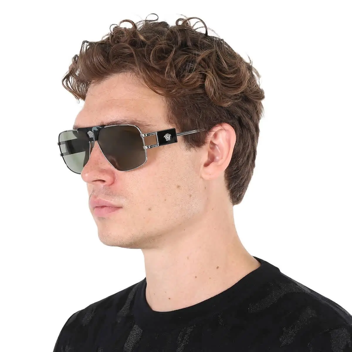 Versace Green Navigator Men`s Sunglasses VE2251 1001/2 63 VE2251 1001/2 63