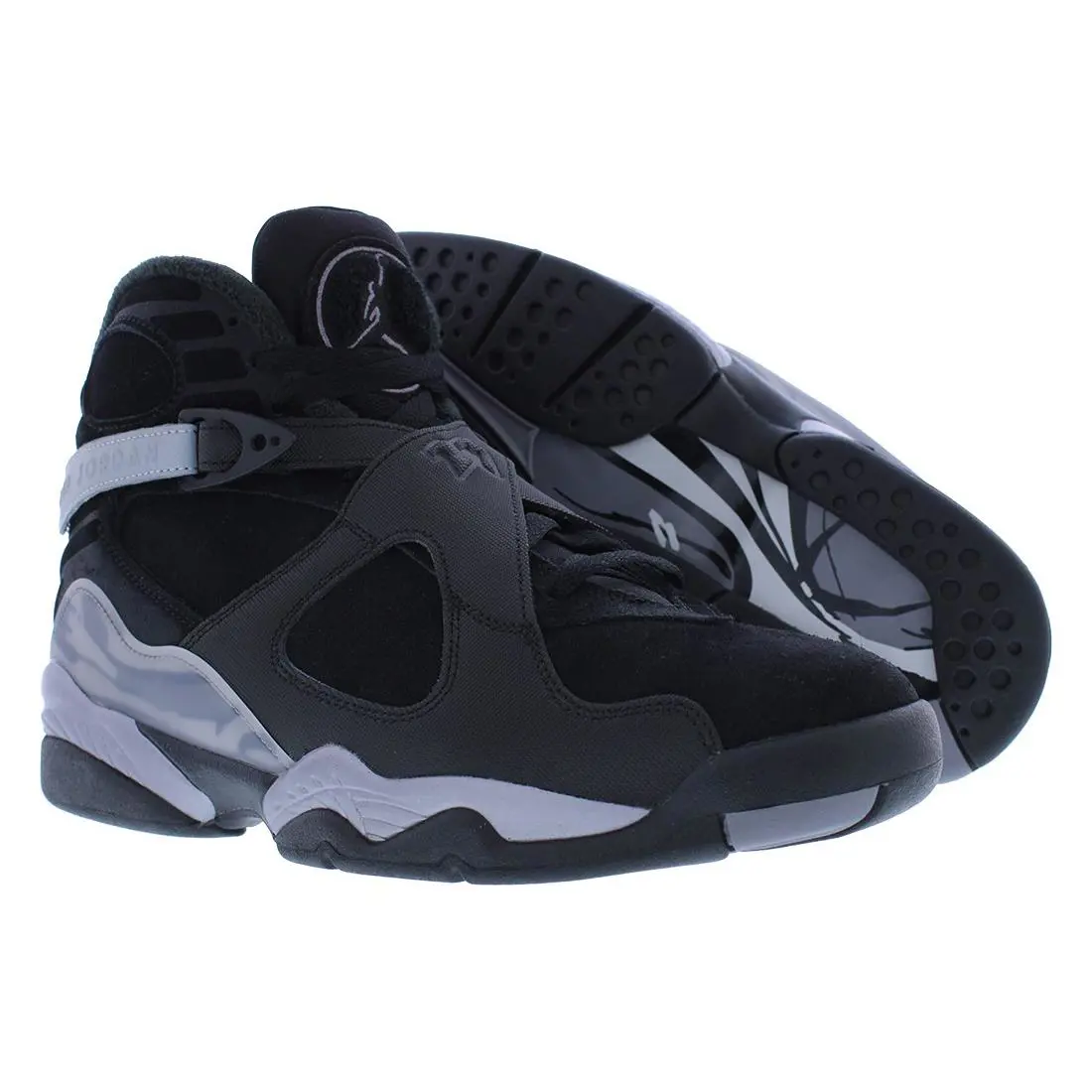 Nike Air Jordan 8 Retro Winterized Mens Shoes - Black/Gunsmoke/Metallic Silver, Main: Black