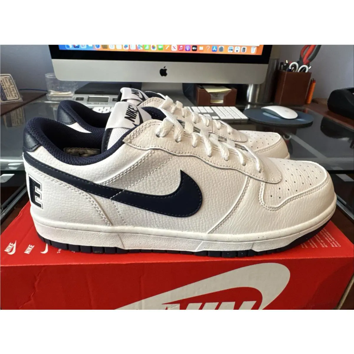 Nike shoes - Nike Big Nike - Big - 355152-140 - White/Midnight Navy (UPC: 0912018581887) 9