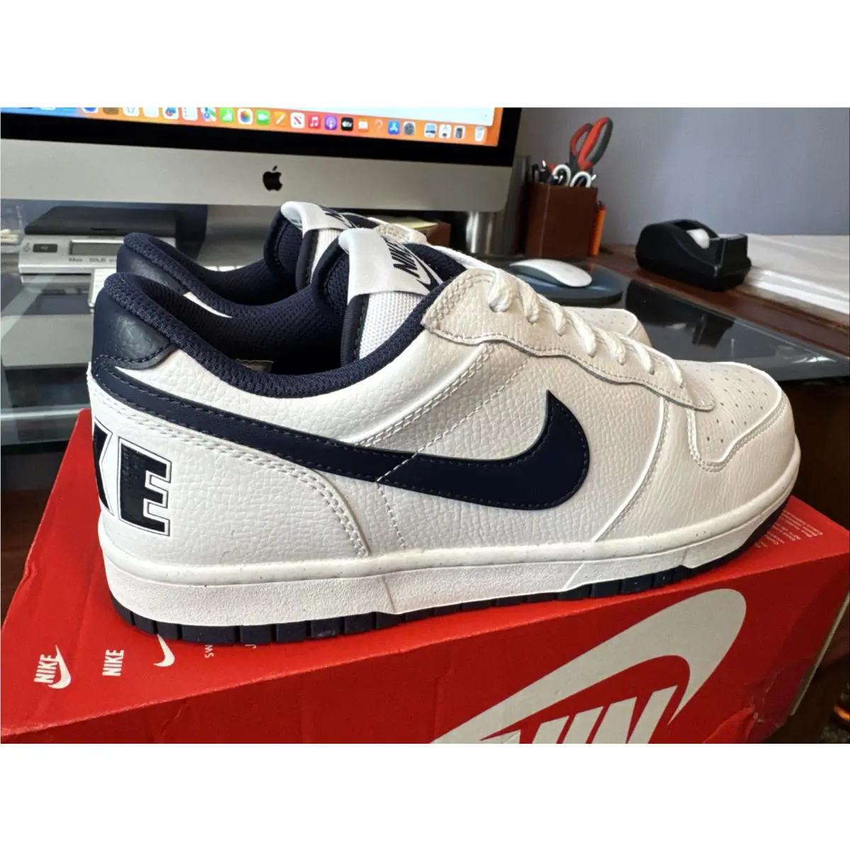 Nike shoes - Nike Big Nike - Big - 355152-140 - White/Midnight Navy (UPC: 0912018581887) 10