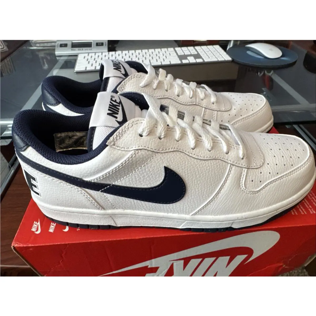 Nike shoes - Nike Big Nike - Big - 355152-140 - White/Midnight Navy (UPC: 0912018581887) 13