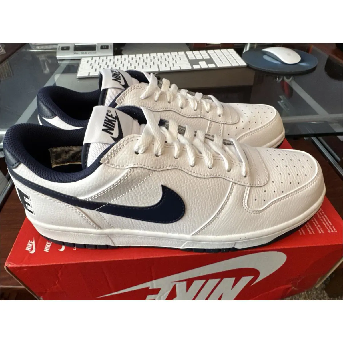 Nike shoes - Nike Big Nike - Big - 355152-140 - White/Midnight Navy (UPC: 0912018581887) 16