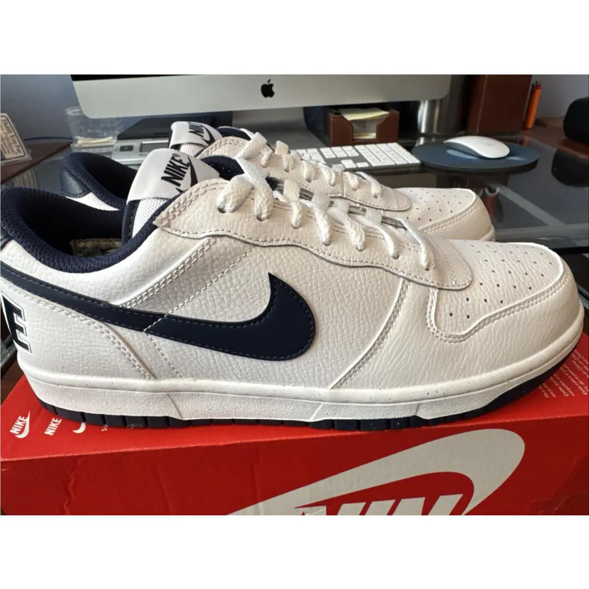 Nike shoes - Nike Big Nike - Big - 355152-140 - White/Midnight Navy (UPC: 0912018581887) 17