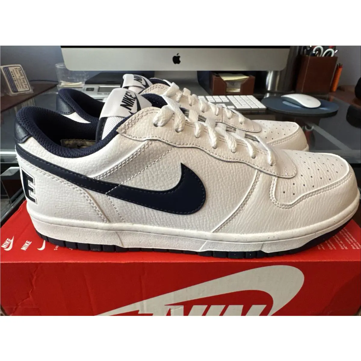 Nike shoes - Nike Big Nike - Big - 355152-140 - White/Midnight Navy (UPC: 0912018581887) 0