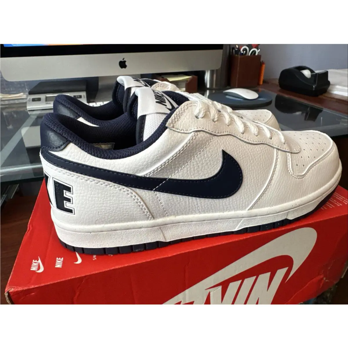 Nike shoes - Nike Big Nike - Big - 355152-140 - White/Midnight Navy (UPC: 0912018581887) 1