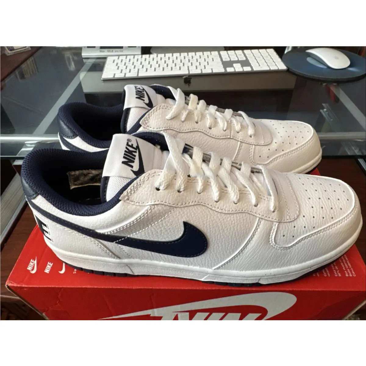 Nike shoes - Nike Big Nike - Big - 355152-140 - White/Midnight Navy (UPC: 0912018581887) 5