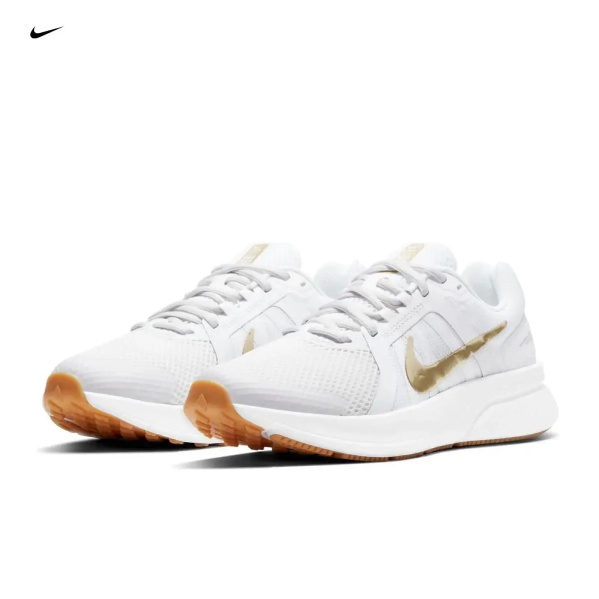 Nike Run Swift 2 Platinum Metallic Gold CU3528-010 Women`s Size 9 - Summit White / Metallic Gold