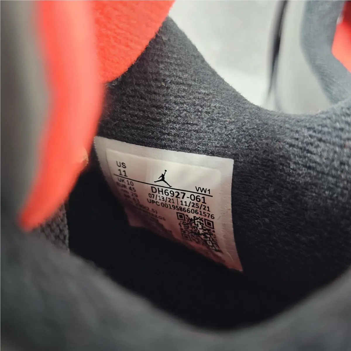 Nike shoes - Air Jordan 4 - Air - DH6927-061 - Gray, Manufacturer: Dark Grey/Infrared 23/Black/Cement Grey (UPC: 0195866061576) 7