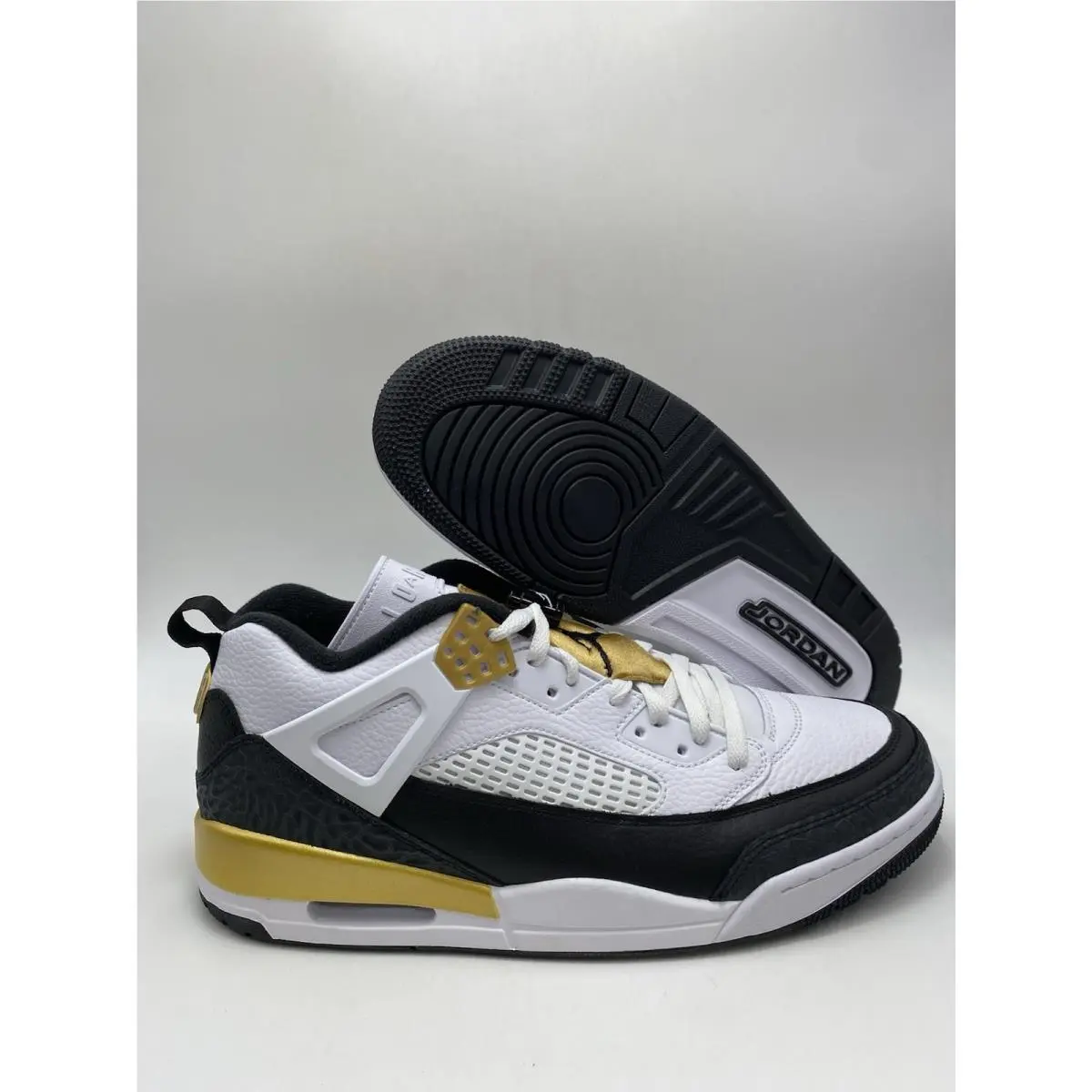 Nike Jordan Spizike Low White Black Metallic Gold FQ1759 108 Men`s Size 13