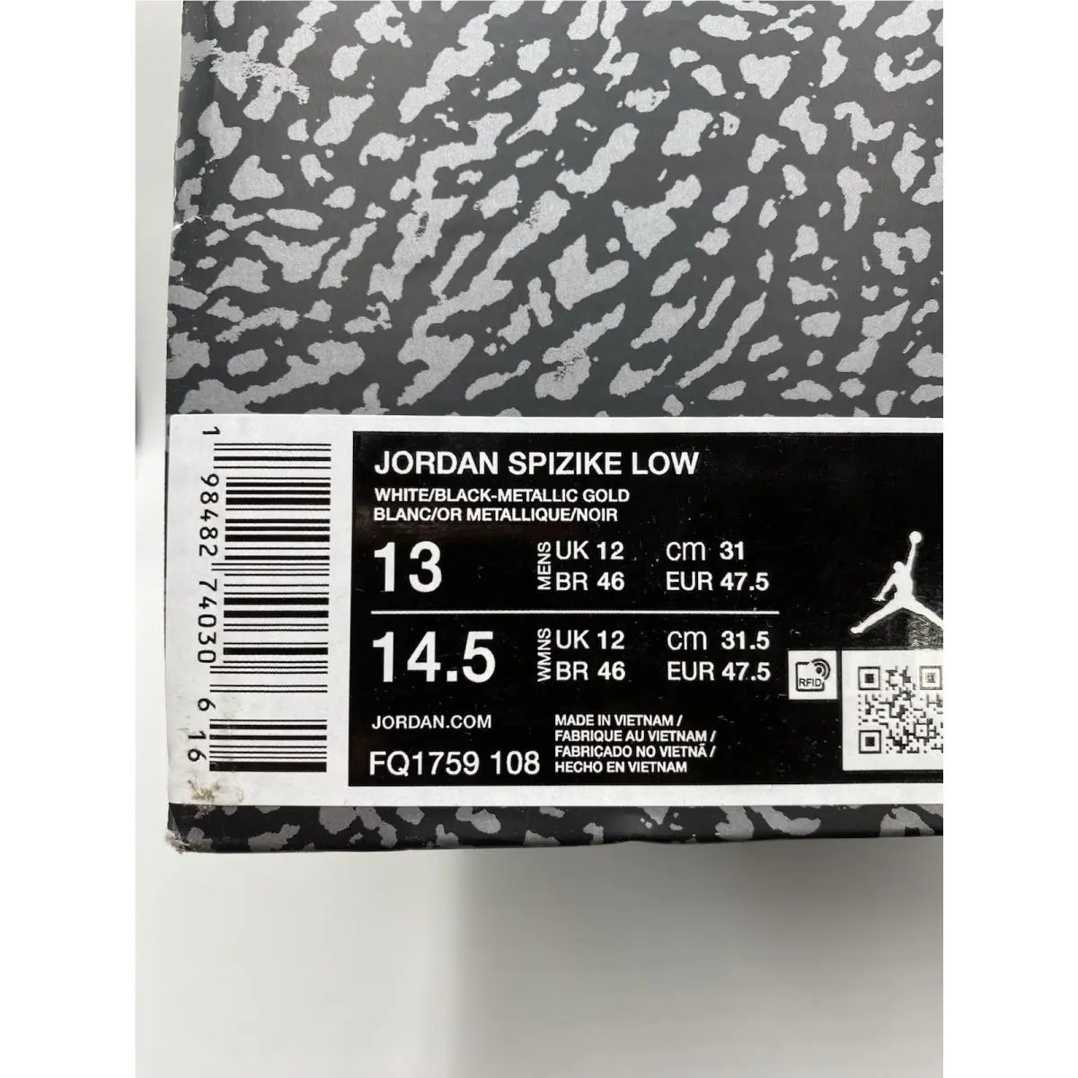 Nike shoes - Jordan Spizike - Spizike - FQ1759 108 - White/Black-Metallic Gold (UPC: 198482740306) 8