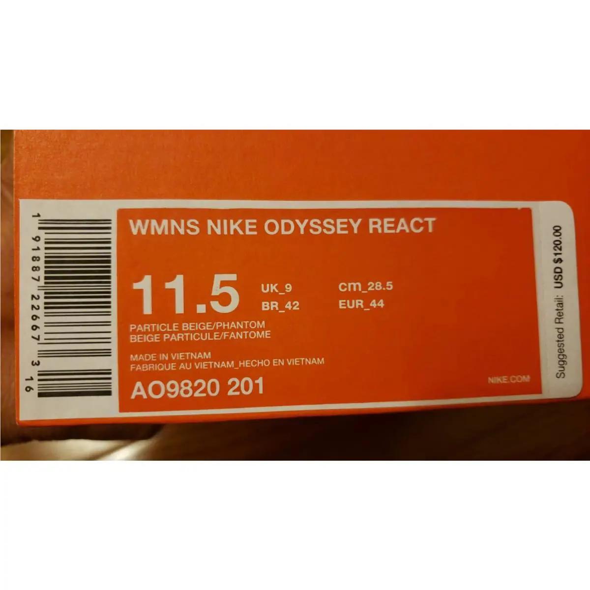 Nike shoes - W Nike Nike Odyssey React - AO9820 201 - Particle Beige/Phantom (UPC: 191887226673) 6