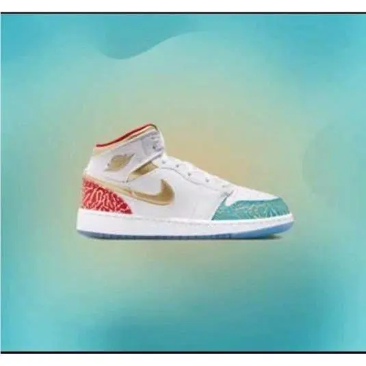 FB2210-100 Nike Air Jordan 1 Mid NC To Chicago Kid`s Size 2Y Sneakers