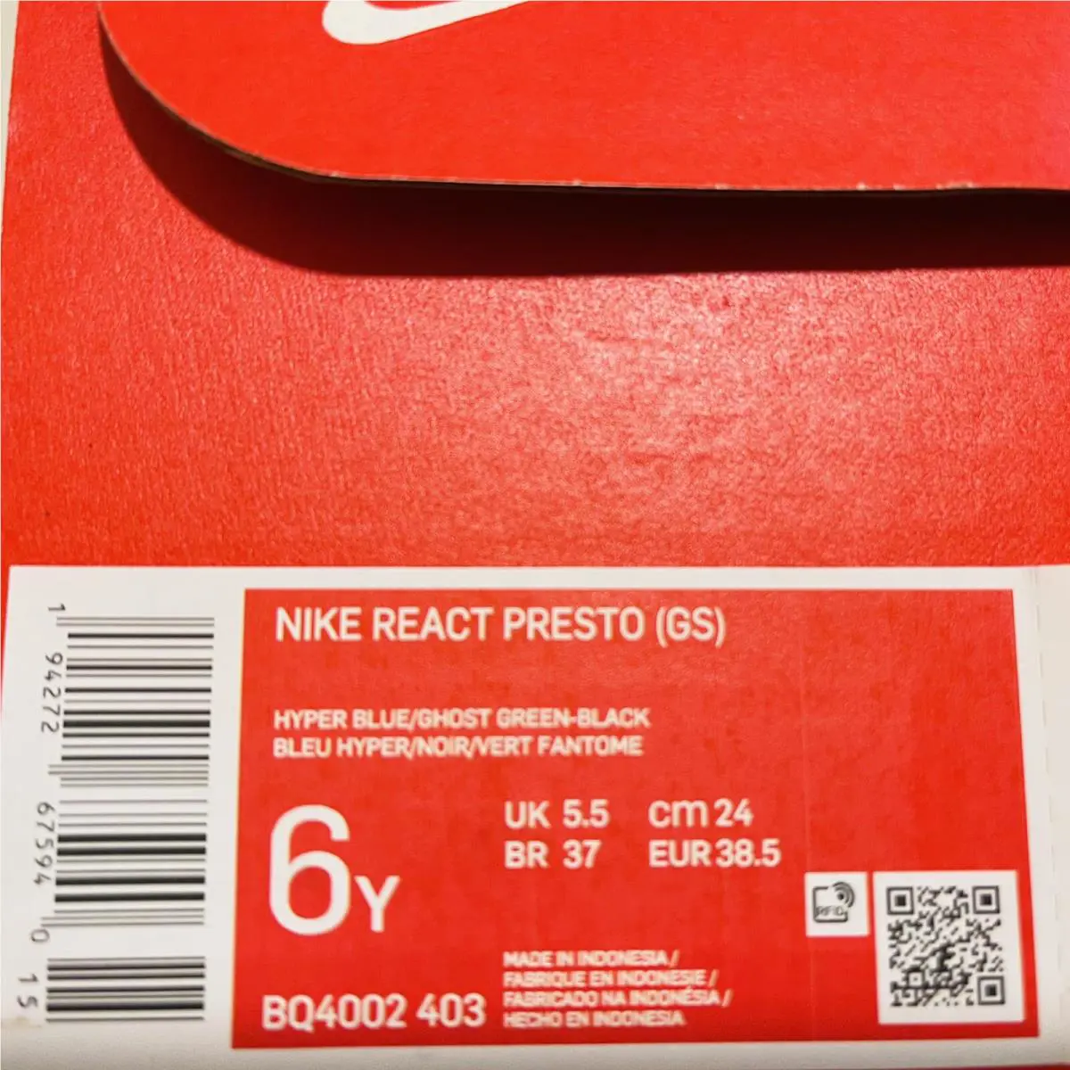 Nike shoes - Nike React Presto - React Presto - Hyper Blue / Ghost Green- Black 10