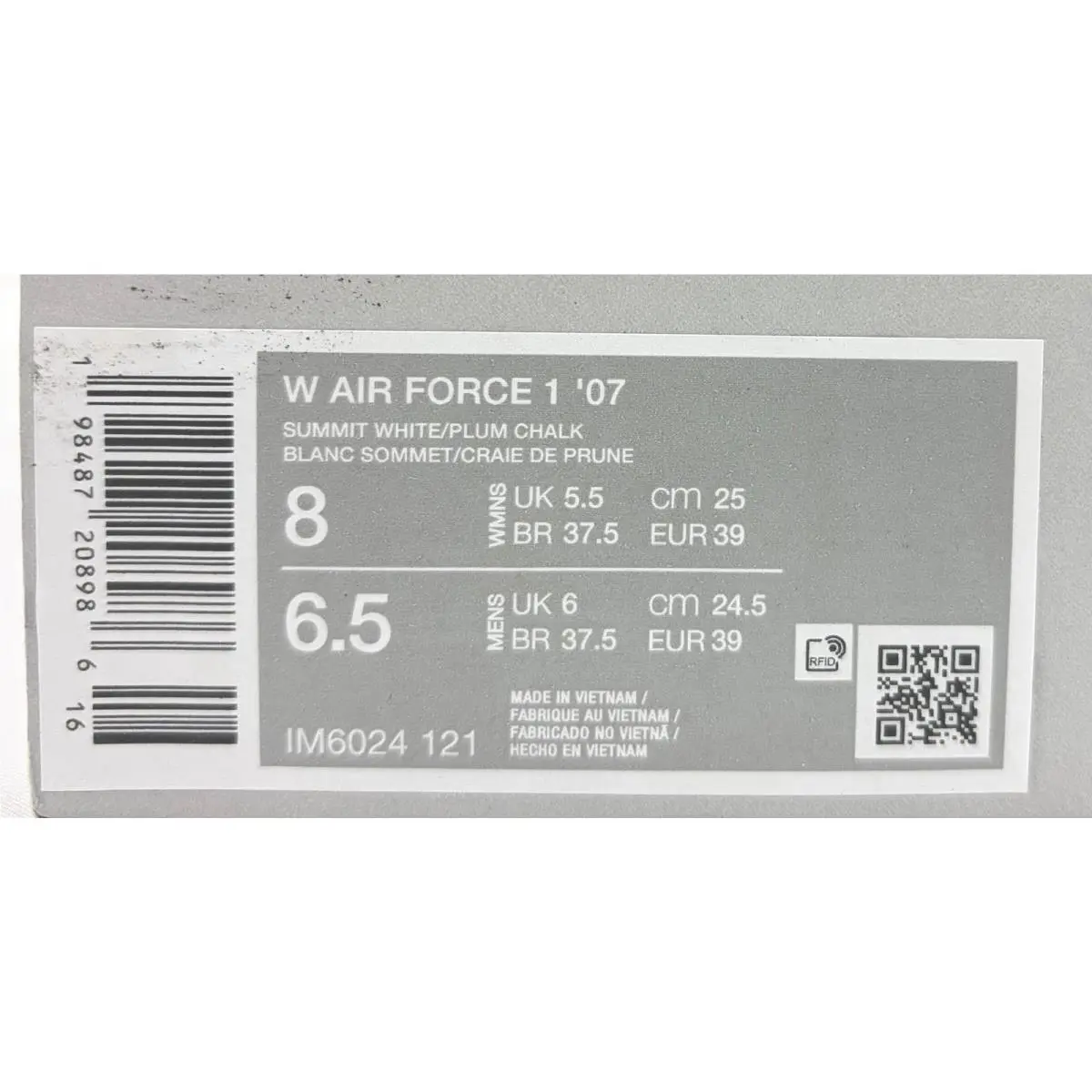 Nike shoes - Nike Air Force 1 `07 - IM6024-121 - Summit White/Vast Grey/Burgundy Crush/Plum Chalk 12