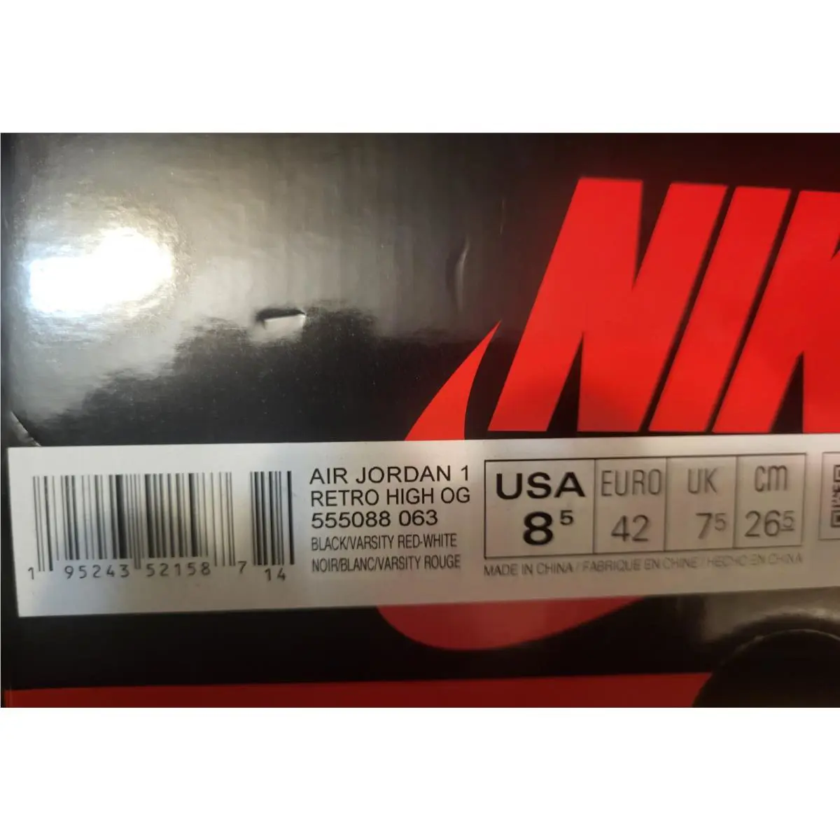 Nike shoes - Air Jordan 1 - Air - Black/Varsity Red-White 6