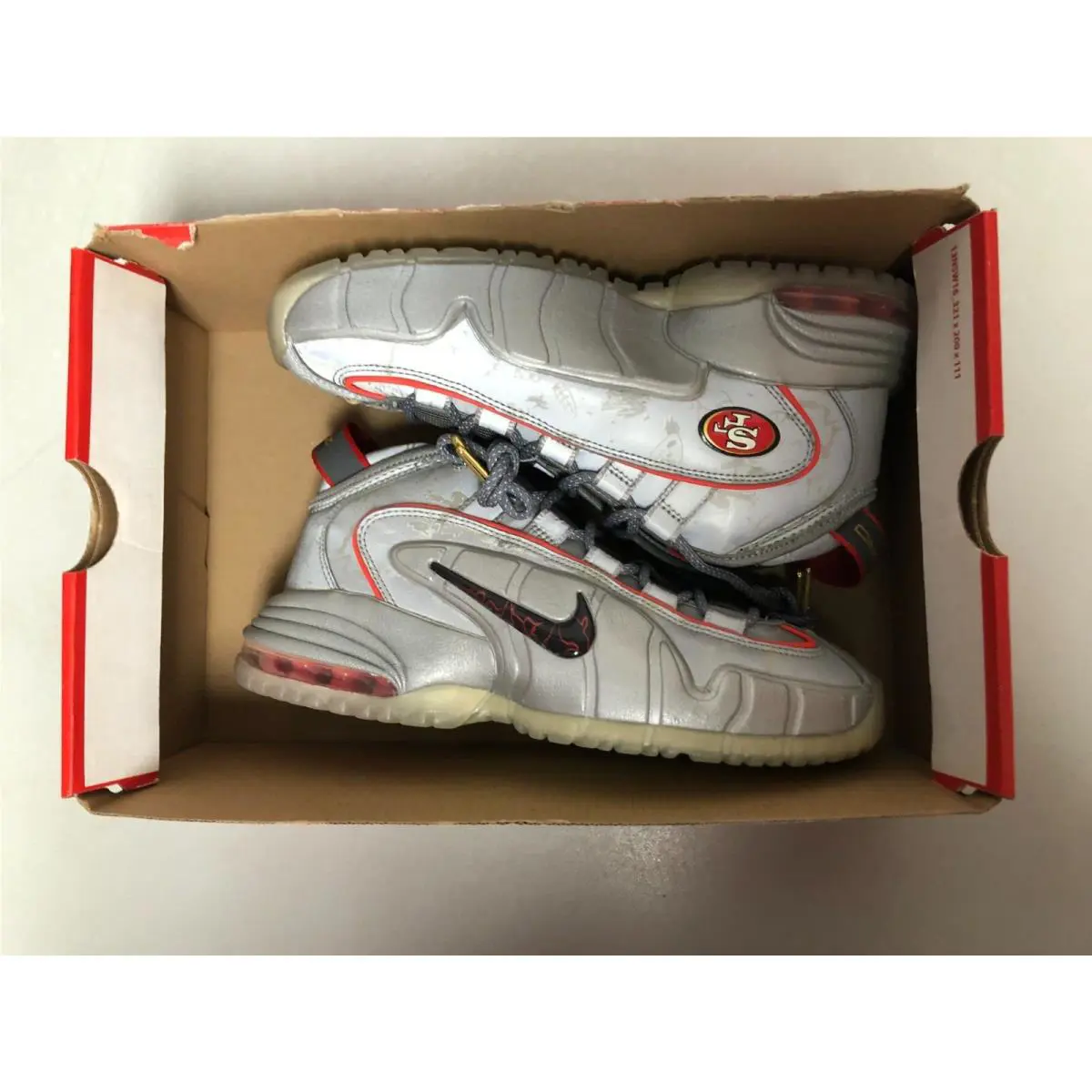Nike shoes - Nike Air Max Penny - Air Max Penny - Rflct Silver/Black-Challenge Red-Metallic (UPC: 884802391890) 5