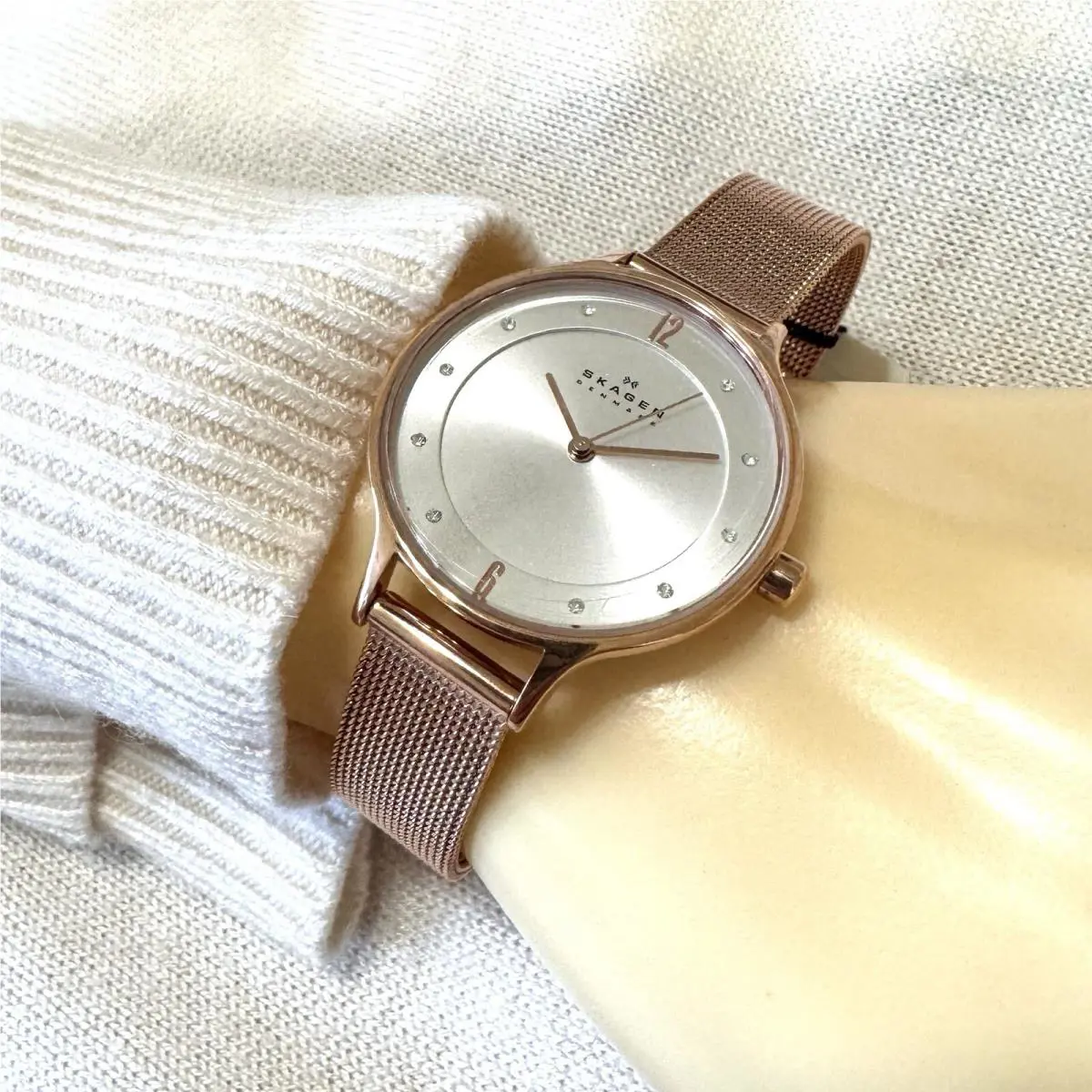 Skagen Anita Silver Dial Rose Gold-tone Ladies Watch