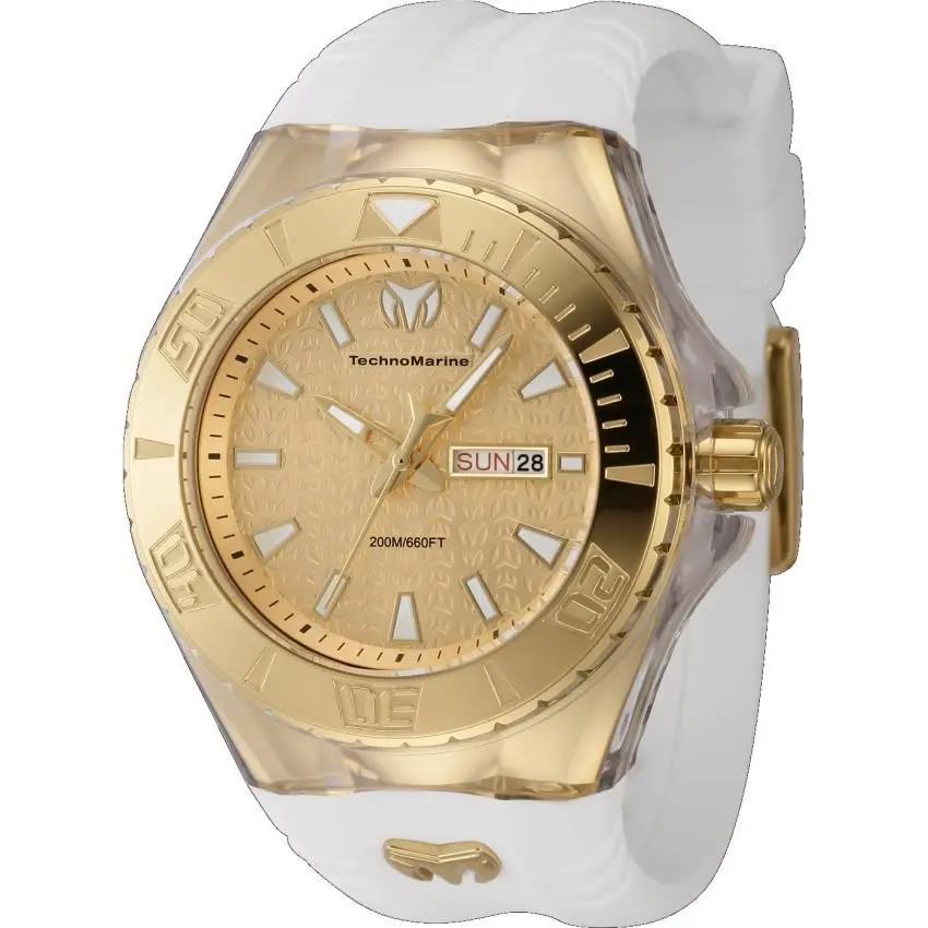 Technomarine Cruise Monogram Gold Dial Men’s 48mm White Sport Watch TM-122014 by TechnoMarine