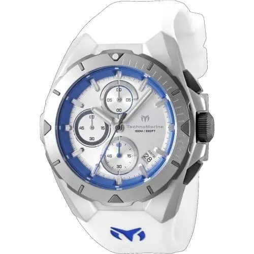 Technomarine Ocean Men 41.30mm Steel Steel Blue+white+silver Dial VD57 Quartz