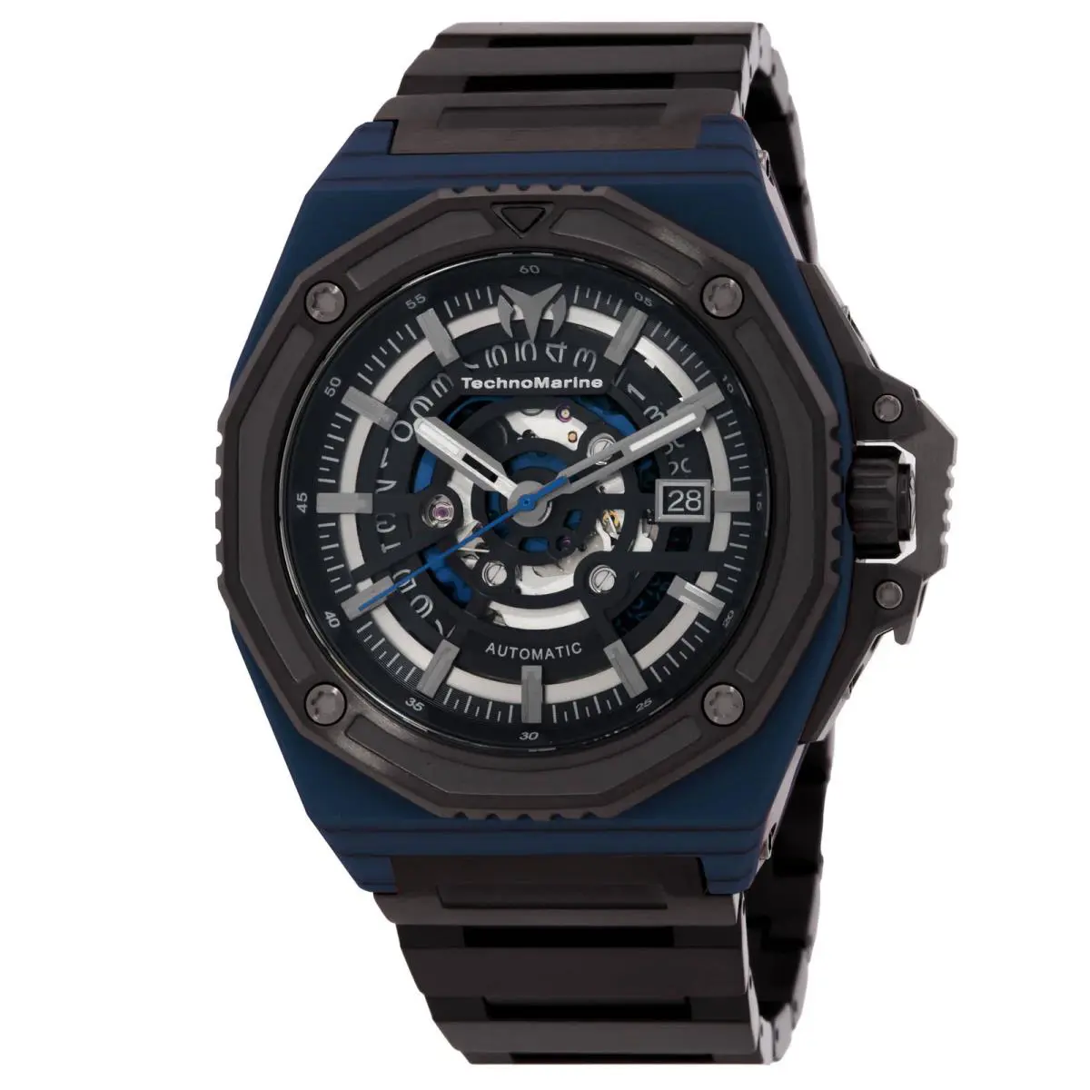 Technomarine Carbon Nautic Automatic Black Dial Men`s Watch TM-525003 - Dial: Black, Band: Black, Bezel: Two-tone (Blue and Black)