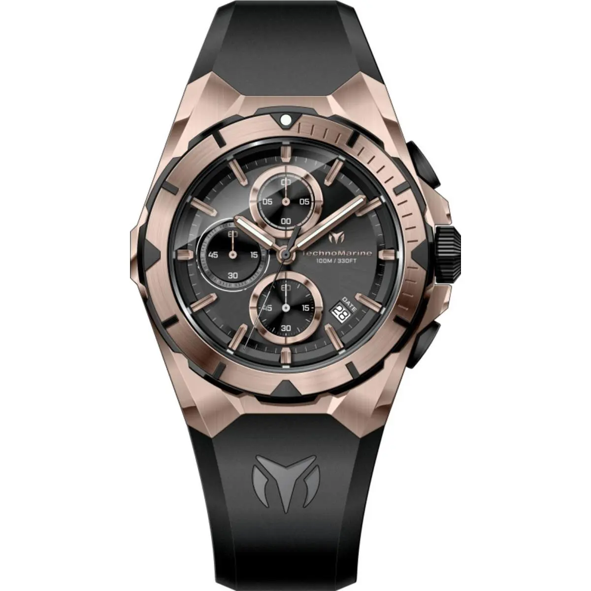 Technomarine Men`s Watch Ocean Victory Chrono Black Silicone Strap TM-318146