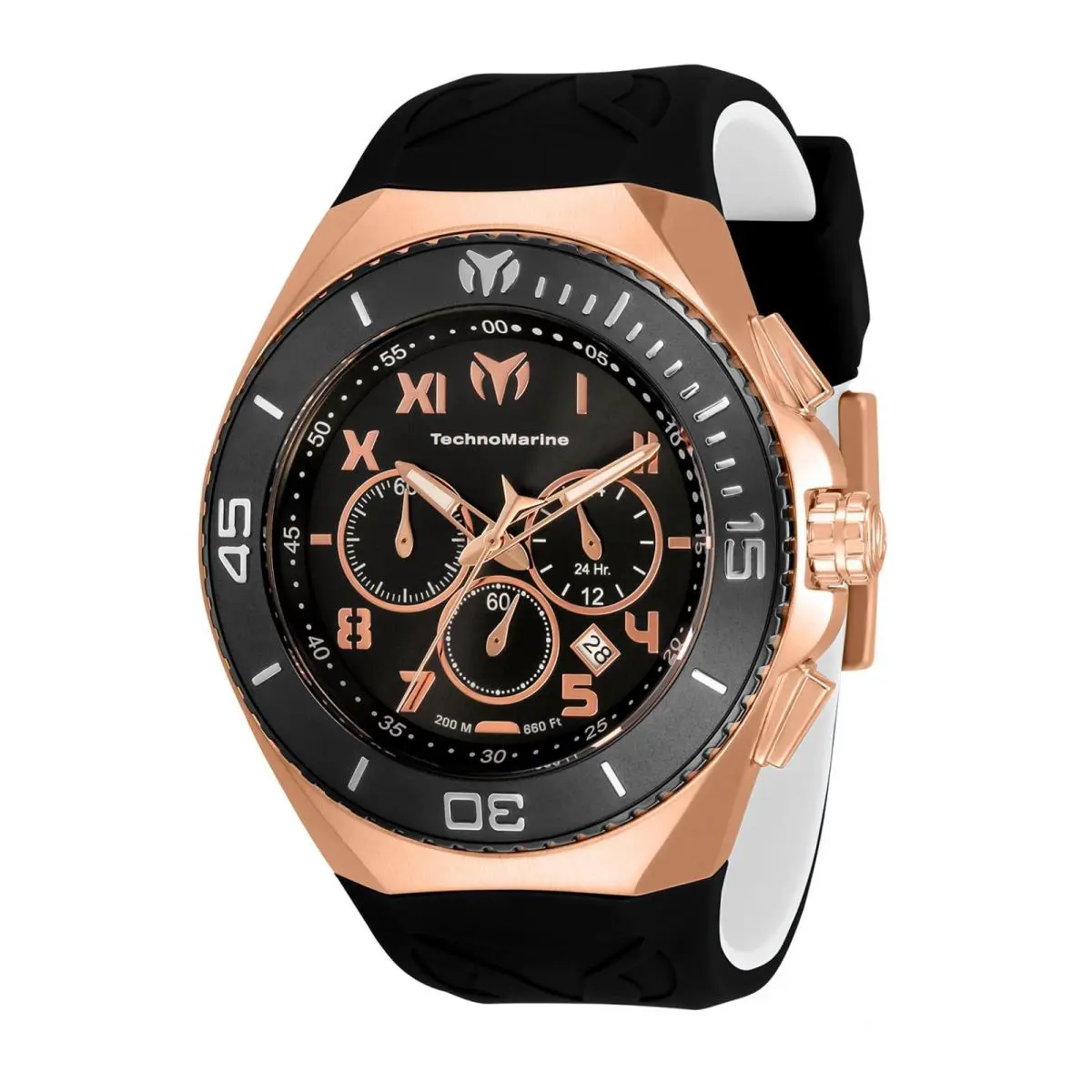 Watch Technomarine TM-220007 Manta Man 48.00 Stainless Steel - Dial: Rose gold, black, steel, Band: Black and white