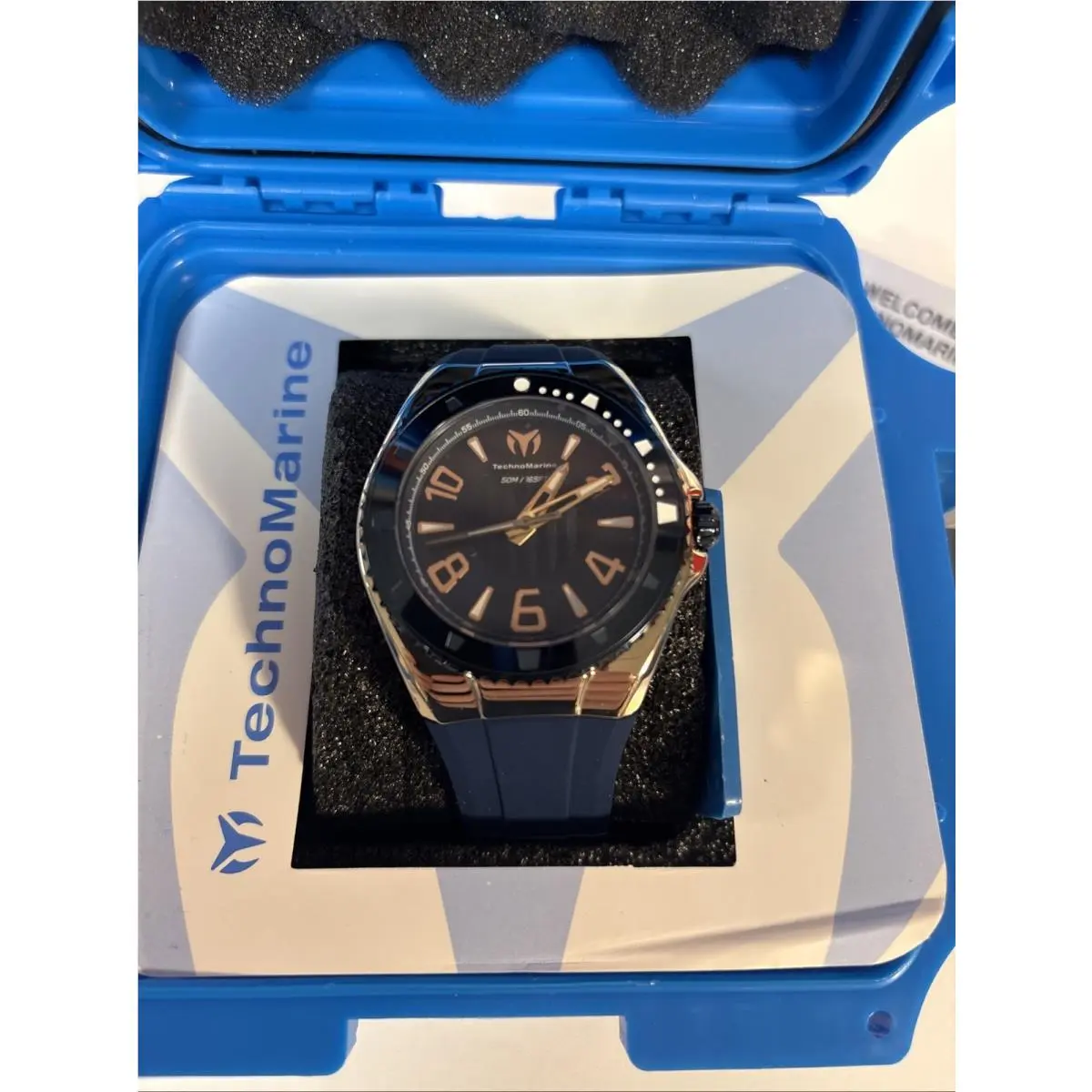 Technomarine Lusso Mare Men`s Watch - 44mm Dark Blue Rose Gold TM-225028 by TechnoMarine