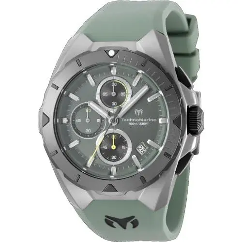 Technomarine Ocean Men 41.30mm Stainless Steel Grey Olive Green Dial VD57 Quartz