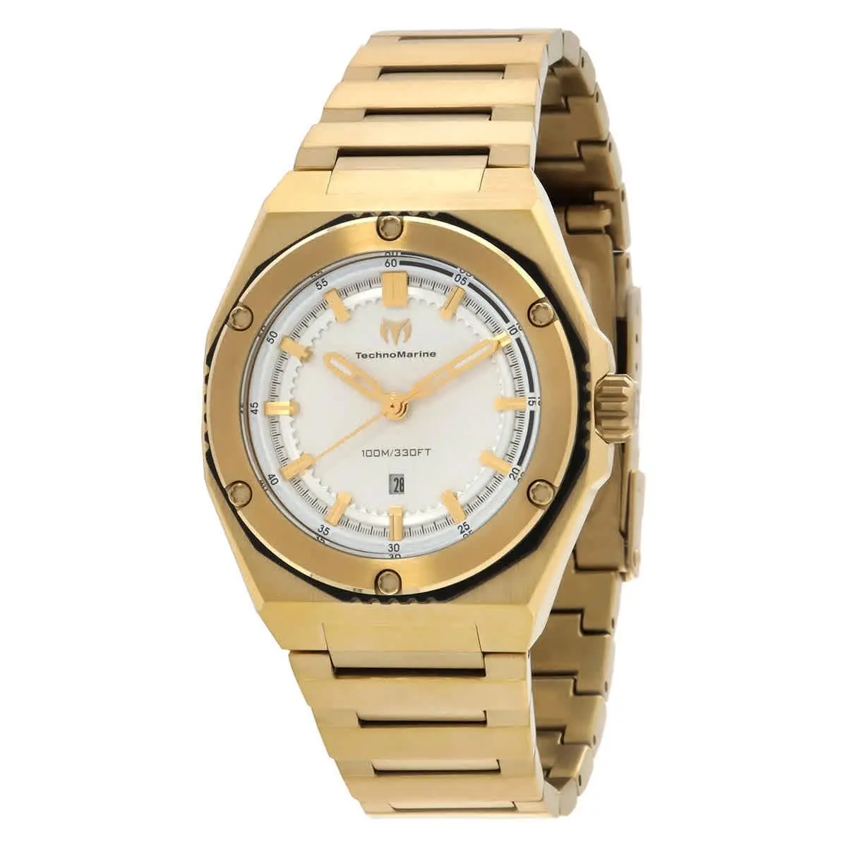 Technomarine TM-416046 Coral Silver-tone Dial 36 mm Women`s Watch - Gold-tone, Dial: Silver-tone, Band: Gold-tone