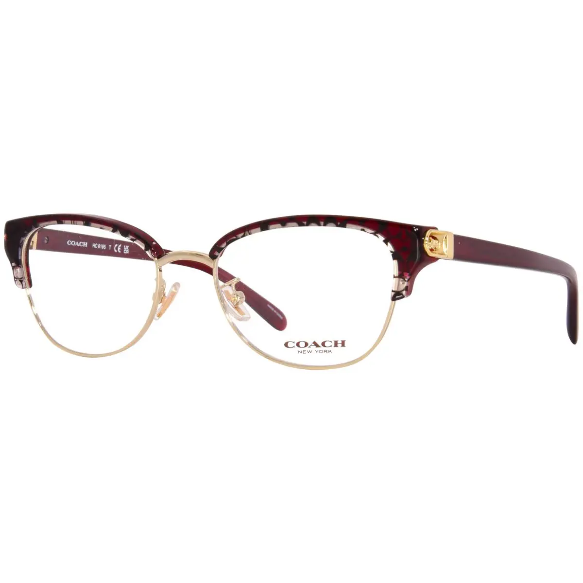 Coach HC6195 5709 Eyeglasses Women`s Light Gold/red Signature Full Rim 53-mm