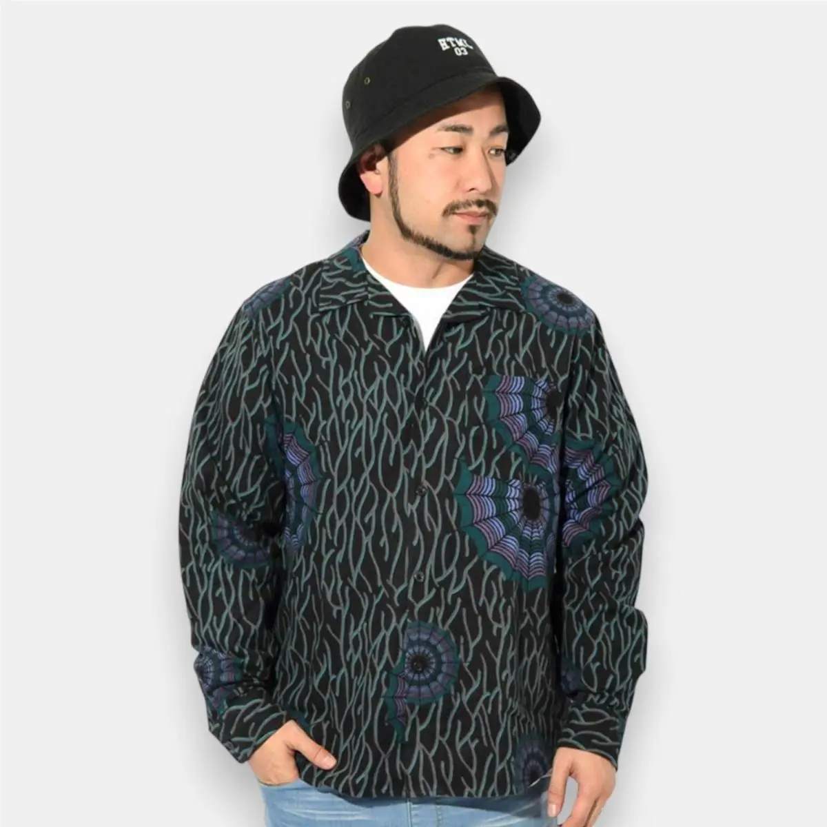 Stussy Spider Web Print Flannel Shirt M Mall Goth Streetwear Button Up Aop